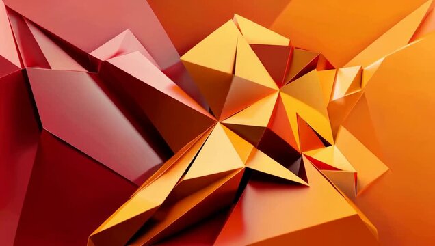 Dynamic animation of abstract geometric shapes in red, orange, and yellow hues