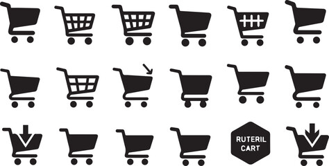 shopping cart trolley icon set vector illustration © Juhi