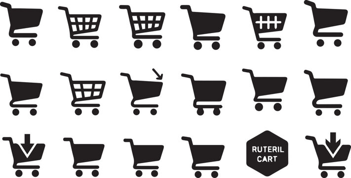 shopping cart trolley icon set vector illustration
