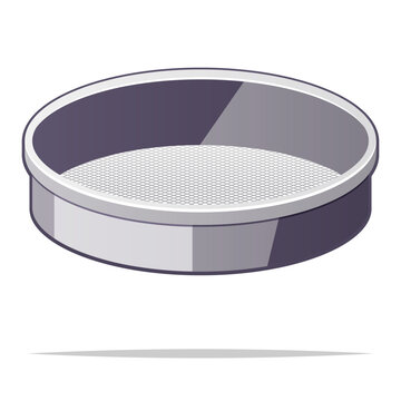 Round kitchen sieve mesh vector isolated illustration