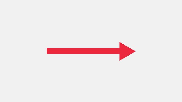 Horizontal red arrow pointing right on light gray background 4k animation video, Direction sign Video for digital banner, Digital Banner