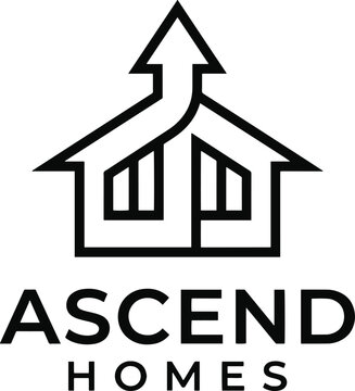 Black ascend homes house logo with arrow