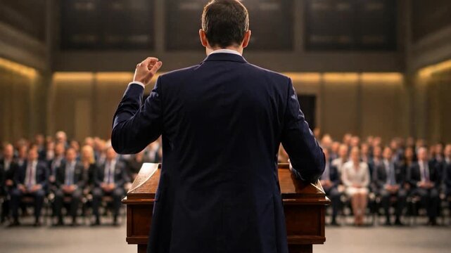 Politician giving a speech.

