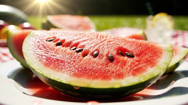 Juicy Watermelon Slices Fresh and Refreshing on a Sunny Day