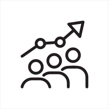 Human efficiency, professional growth, personal top, grow skill outline icon. Line sign person and arrow pointing up. Vector isolated pictograms for web on white background editable stroke.