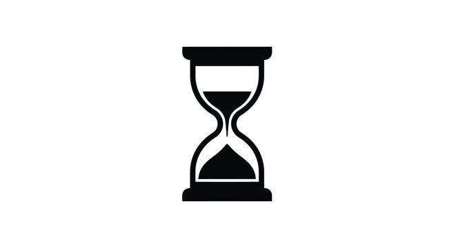 Hourglass silhouette on a white background a classic timekeeping device in simple black and white high quality professional detailed modern elegant