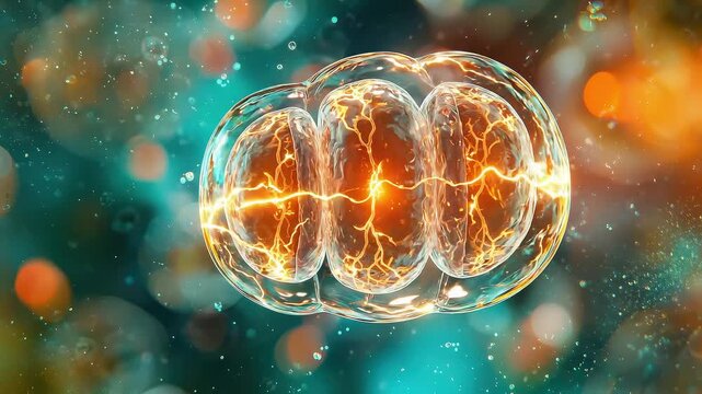  Cornelia De Lange Syndrome: Scientific illustration of an early human embryo at the gastrulation stage, translucent cellular layers with subtle glowing intercellular signaling