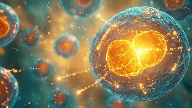 Cornelia De Lange Syndrome: Scientific illustration of an early human embryo at the gastrulation stage, translucent cellular layers with subtle glowing intercellular signaling