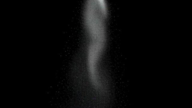 Fine Mist of Water Droplets Falling with Depth and Motion in Dark Background