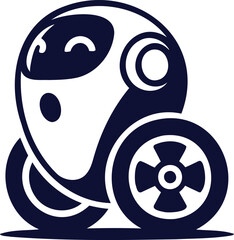 A robotic head with a turbine on a wheel turning to the right side  robotic face © Lavly