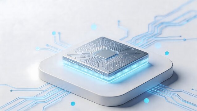 Microchip with glowing circuitry