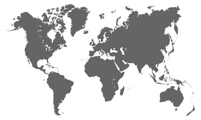 Fototapeta premium World map silhouette detailed continents countries, gray global geography outline, world map continent shapes vector illustration clean modern design.