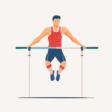 Gymnast Performing on Parallel Bars