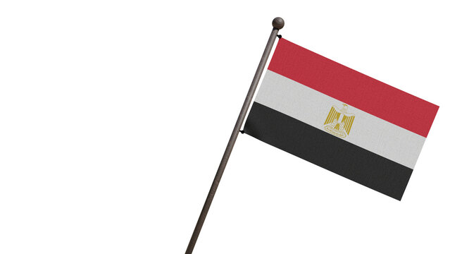 3D Egypt flag render on transparent background with copy space, symbolizing North African national identity and sovereignty