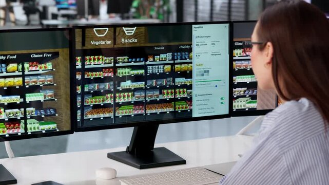 Retail Manager Carefully Arranges Products On Shelves