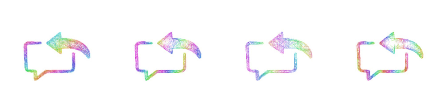 Rainbow color sketch reply icon design set