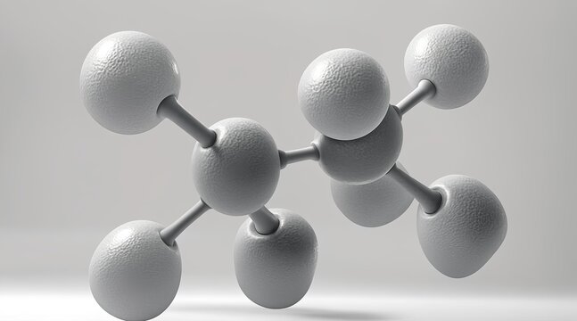 Three-Dimensional Molecular Model of an Alkane Compound with Interconnected Atoms and Bonds