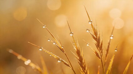 Obraz premium Morning dew on grass blades