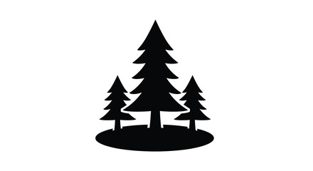 Black silhouette of coniferous trees on a hill simple forest landscape illustration high quality professional detailed modern elegant stylish clean crisp © Asikder02