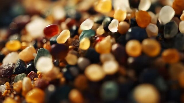 Macro sea glass pebbles colorful sand texture beach stones natural background