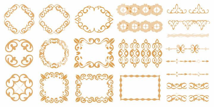 baroque and rococo vector frames and ornaments golden yellow