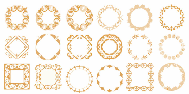 baroque and rococo style ornamental frames and borders vector illustration