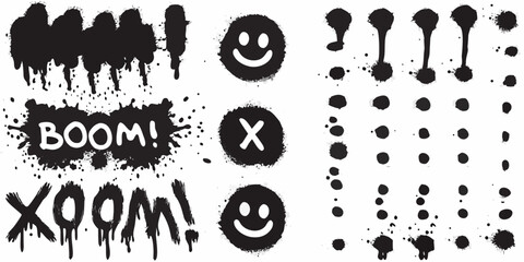 Grunge comic book elements vector illustration on white background © Sujal