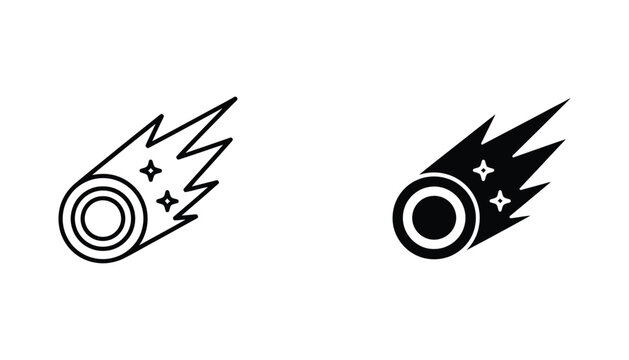 Shining comet with stars outline and solid vector illustration for space exploration and astronomy