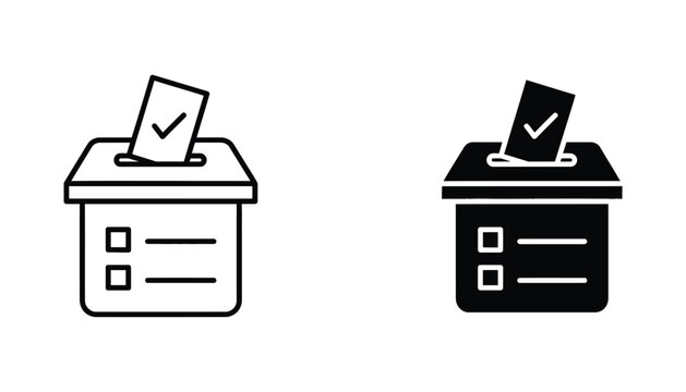 Election ballot box icon with a marked ballot paper representing democratic voting process and civic duty