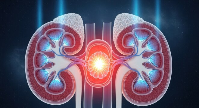 Illuminated kidneys with radiant energy focus