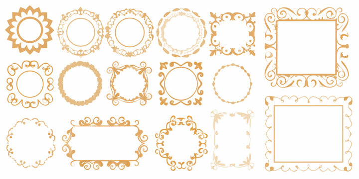 baroque and rococo frame collection vector illustration on white background