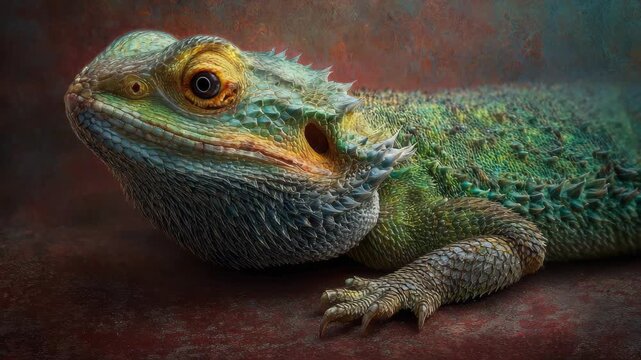 Bearded dragon lizard reptile macro portrait colorful exotic wildlife closeup
