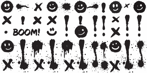 grunge comic book elements vector illustration pack black and white © Dipa
