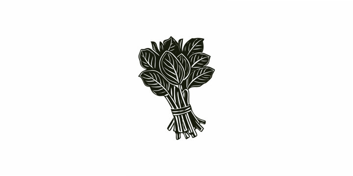 Bundle of leaves vintage botanical engraving illustration on white background