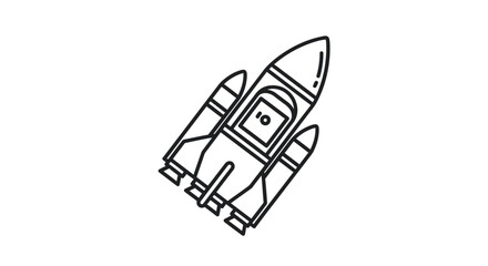 Space Shuttle Outline Icon Vector - Futuristic Rocket Ship Illustration © Lompong