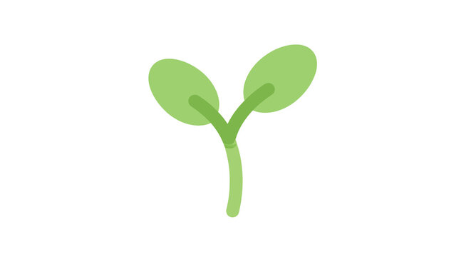 Simple Green Sprout Icon, New Growth, Plant Seedling, Isolated On White Background