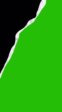 Torn Ripped Paper Diagonal Reveal Transition Green Screen Overlay Smooth Edge Opening Effect 4K Video