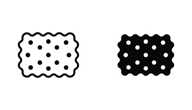 Simple vector illustration of a rectangular cracker biscuit with wavy edges and dotted texture for snack food concepts
