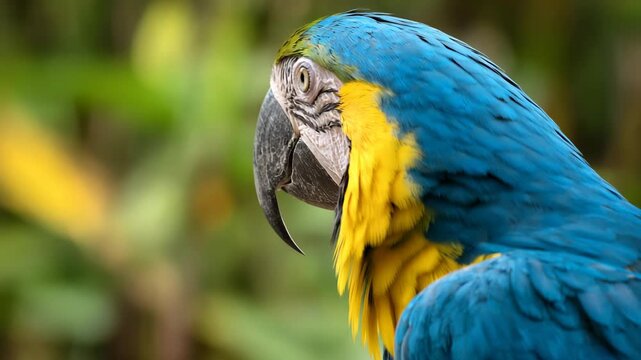 Blue and yellow macaw parrot tropical bird wildlife portrait