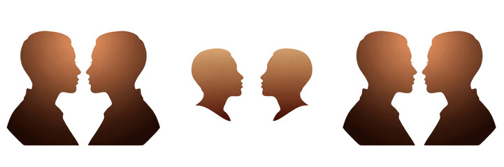 Fototapeta premium Abstract Human Head Profile Silhouettes Faces Isolated PNG Transparent Background for Psychology Mind and Communication Design