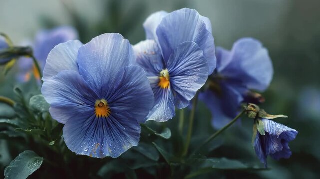 Blue pansy flower macro blossom floral garden nature close up
