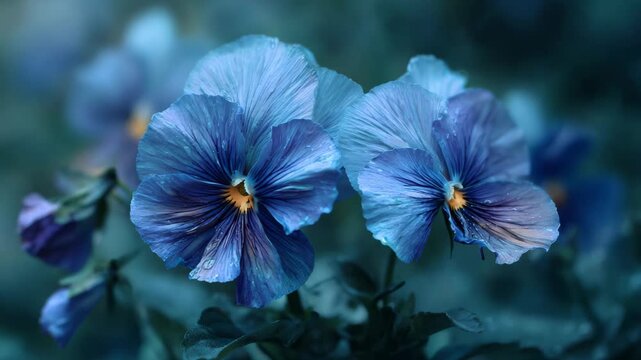Blue pansy flowers macro blossom floral garden nature close up
