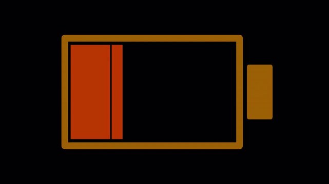 Battery charge with indicator percentages charging symbol,shows the progress of charging good for video asset, ui and ux design, 4k animation. compatible alpha channel black background