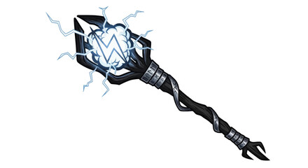 Magical lightning staff glowing orb, fantasy weapon, arcane power, mystical energy, dark magic © Mobil