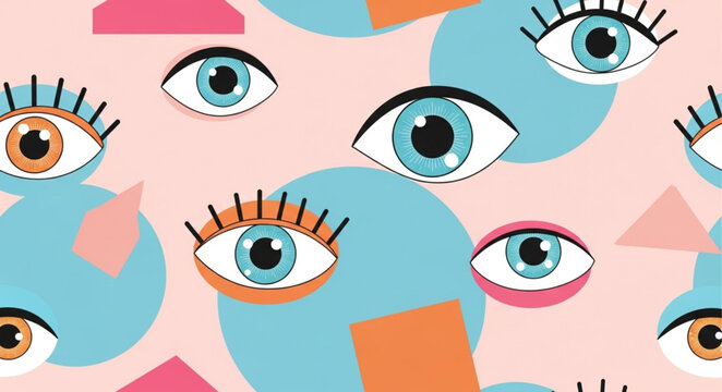 Abstract Eyes Pattern with Geometric Shapes.