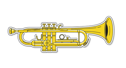 Obraz premium Golden Trumpet Musical Instrument Icon with White Background