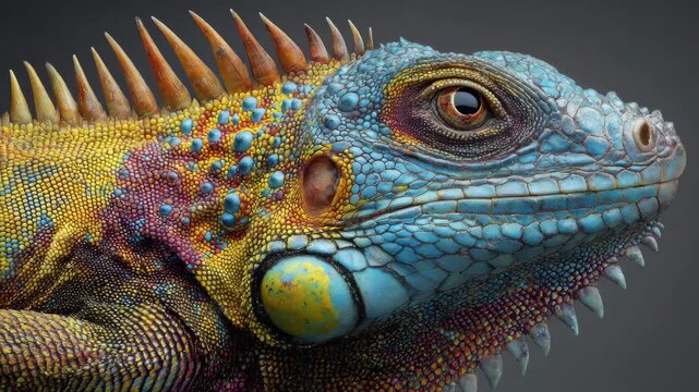 Iguana lizard reptile macro eye colorful scales exotic wildlife close up