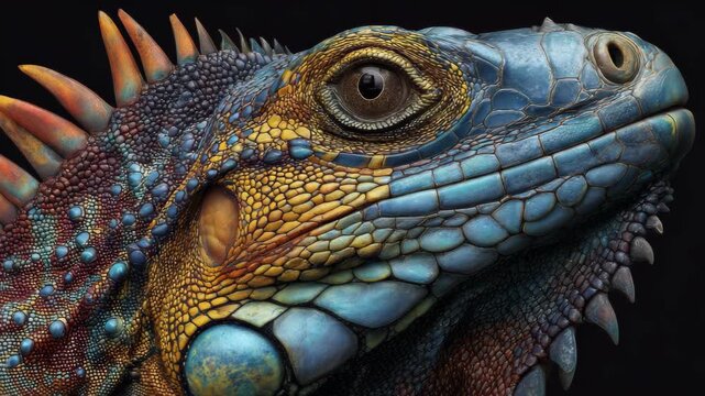 Iguana reptile lizard macro eye scales detailed wildlife exotic close up