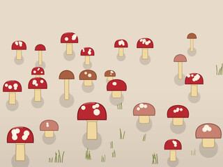 Fototapeta premium Autumn Mushroom Woodland Cottagecore Pattern Background
