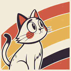 Happy white cat looking up with a cheerful expression. © Nock